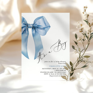 Invitation C'est un garçon Blue Bow Elegant Baby shower