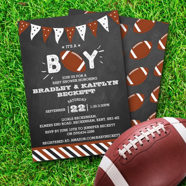 Invitation C'est un garçon ! Football Thème Co-ed Baby shower (Créateur téléchargé)