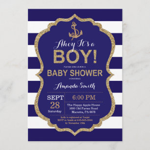 Invitation C'est un garçon !Invitation au Baby shower nautiqu