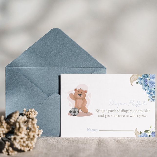 Invitation C'est un garçon ours mignon baby shower de tombola (Créateur téléchargé)