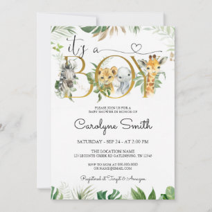 Invitation C'est un garçon Safari Jungle Baby shower Invitati