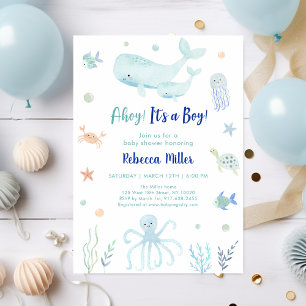 Invitation C'est un garçon sous le Baby shower marin