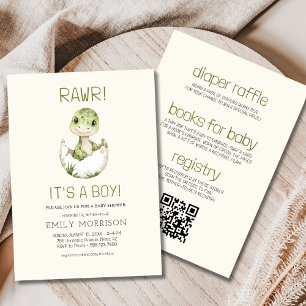 Invitation C'est un garçon tout en un Dinosaure Baby Boho Dou