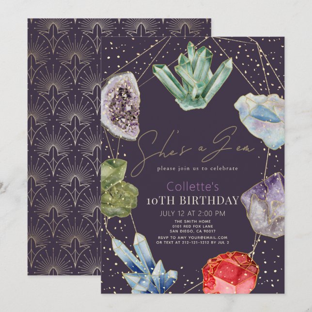 Invitation C'est un Gem Crystals Gemstone Geology Anniversair (Devant / Derrière)