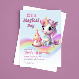 Invitation C'est un jour magique Bleu 1er anniversaire