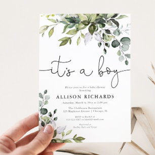 Invitation C'est un petit baby shower de verdure moderne et s