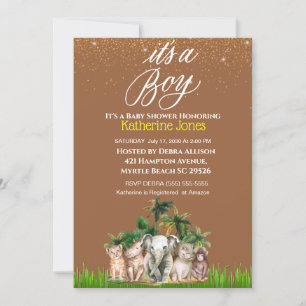 Invitation C'est un petit Baby shower Safari Animaux