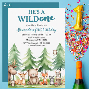 Invitation C'est un sauvage - Animaux des bois 1er anniversai