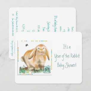 Invitation C'est une année du Baby shower du lapin !