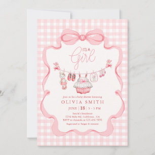 Invitation C'est une corde à linge fille rose bébé shower