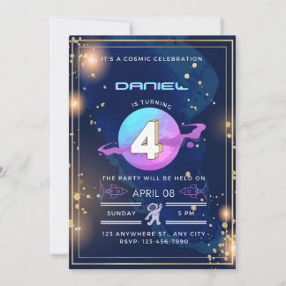 Invitation c'est une fête cosmique 4e anniversaire
