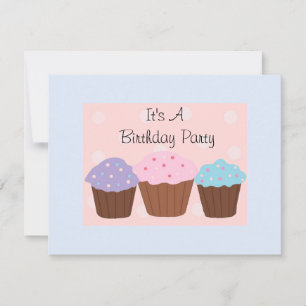 Invitation C'est une fête d'anniversaire avec des cupcakes