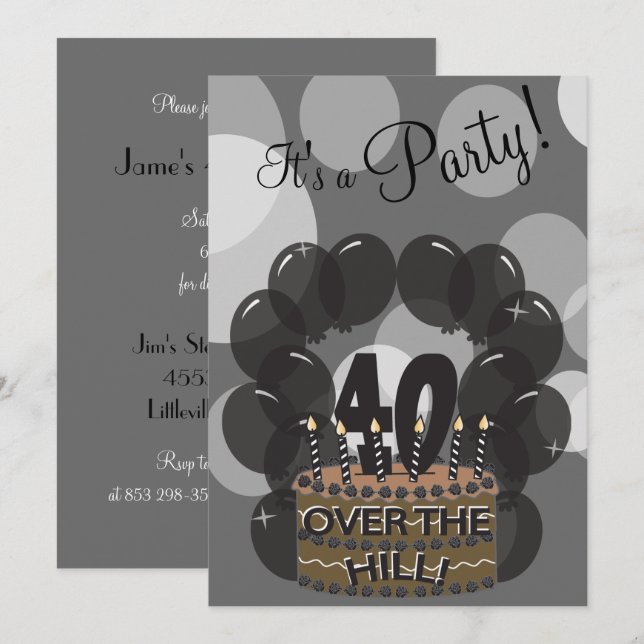 Invitation C'est une fête d'anniversaire de 40e anniversaire  (Devant / Derrière)
