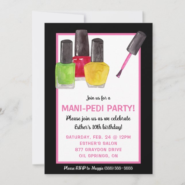 Invitation C'est une fête de Mani-Pedi ! Nail Polonaise fête  (Devant)