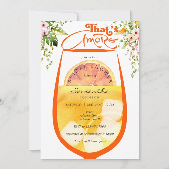 Invitation C'est une Fête des mariées d'Aperol floral plus tr (Devant)