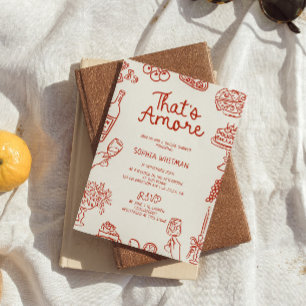 Invitation C'est une Fête des mariées illustrée plus rouge