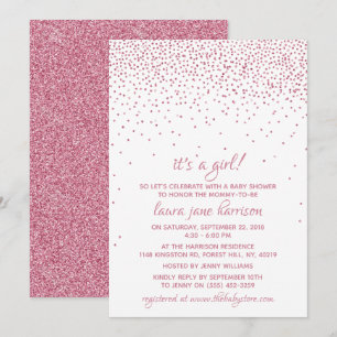 Invitation C'est une fille ! Baby shower Confetti Parties sci