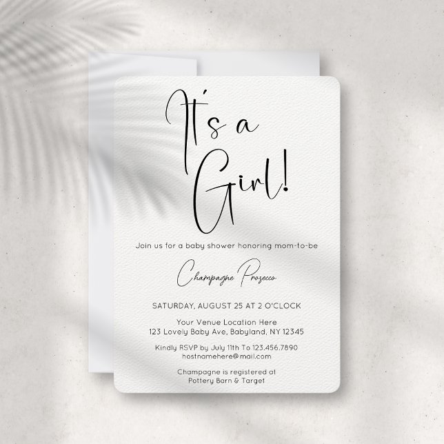 Invitation C'est une fille Baby shower de script moderne Invi (Créateur téléchargé)