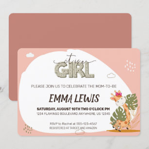 Invitation C'est une fille bébé Giraffe, Baby shower Invitati