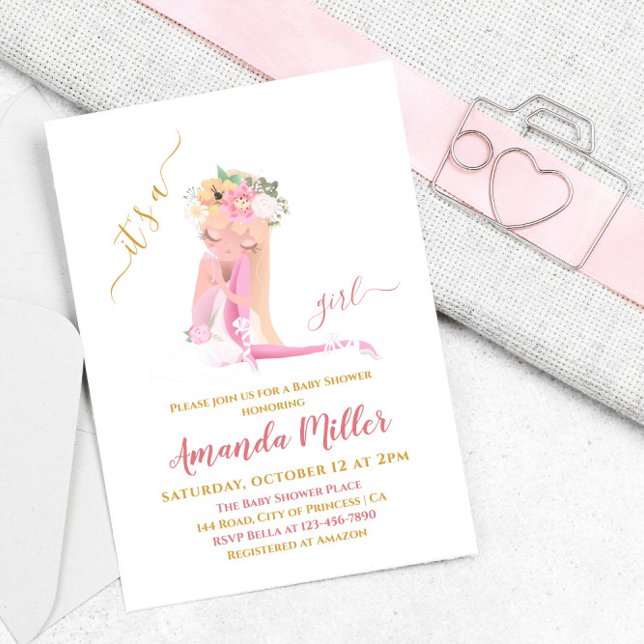 Invitation C'est une fille belle Ballerina Baby shower Invit (Créateur téléchargé)