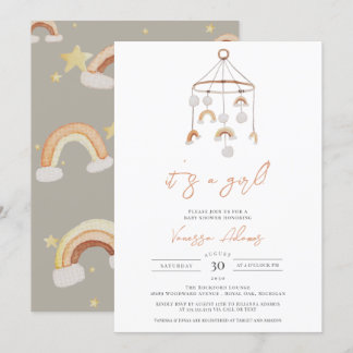 Invitation C'est une fille, Boho Rainbow Baby Nursery Toy Sho