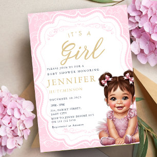 Invitation C'est une fille Coquette bébé fille douche