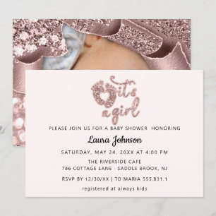 Invitation C'est une fille Custom Nouveau bébé Rose photo Fee