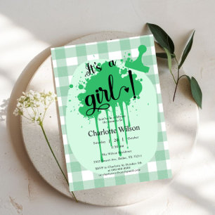 Invitation C'est une fille Douce Baby Shower Vert Pastel à Ca