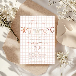 Invitation C'est une fille ! Douce fête prénatale de bébé à c