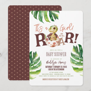 Invitation C'est une fille Elle rugira Œuf de dinosaure Baby 