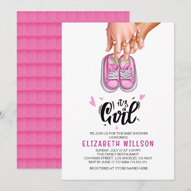 Invitation C'est une Fille Genre Show Babyshower (Devant / Derrière)