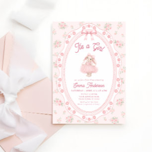 Invitation C'est une fille Lapin Rose Fille Baby Shower