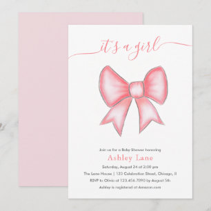 Invitation C'est une fille mignonne Baby shower de cabot rose