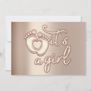 Invitation C'est une fille Nouveau bébé Douche Rose Gold Hear