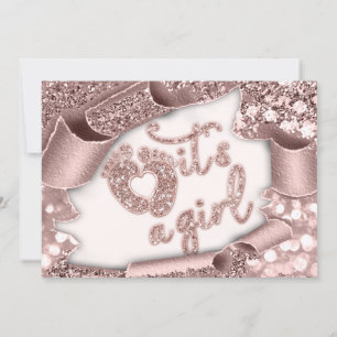Invitation C'est une fille personnalisée Nouveau bébé Rose pi