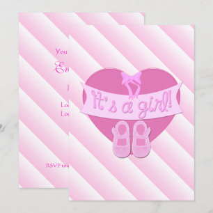 Invitation C'est une fille Pink Heart Bow Chaussures Baby sho
