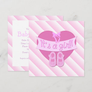 Invitation C'est une fille Pink Heart Bow Chaussures Baby sho