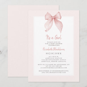 Invitation C'est une fille rose Baby shower de la mâchoire Co