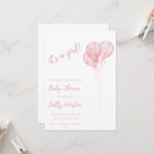 C'est une fille rose ballons Baby shower Invitatio