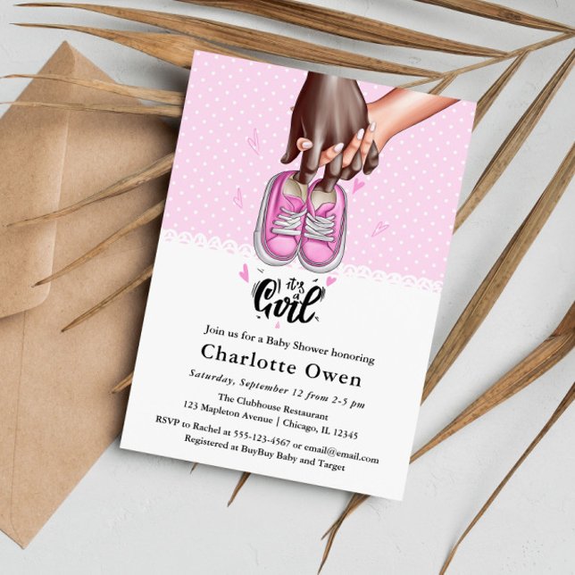 Invitation C'est une fillette avec Baby shower de chaussures  (Créateur téléchargé)