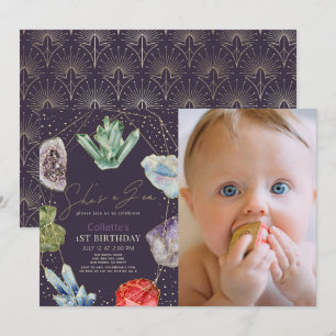 Invitation C'est une Gem Crystals Gemstone 1er anniversaire P