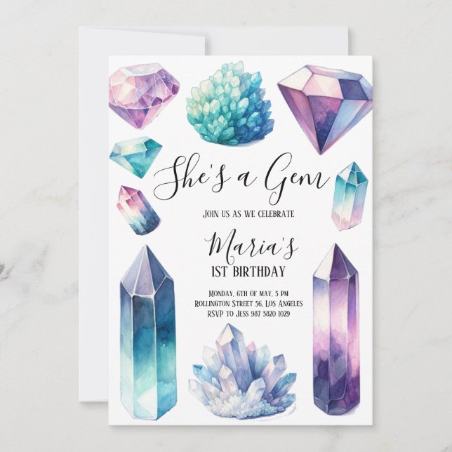 Invitation C'est une Gem Crystals Gemstone Geology Kid Annive (Devant)