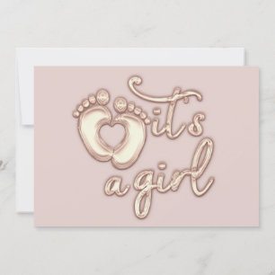 Invitation C'est une nouvelle fille Rose douche bébé pieds de