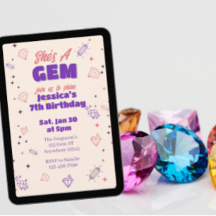 Invitation C'est une perle, rose violet minimaliste Anniversa