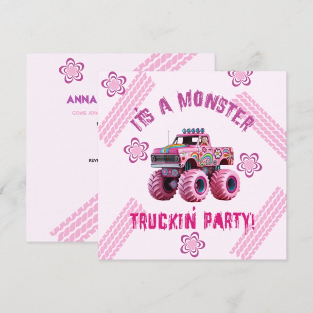 Invitation C'est une photo personnalisée du Monster Truckin'  (Devant / Derrière)