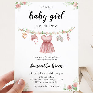 Invitation C'est une tenue pour bébé fille Baby Shower