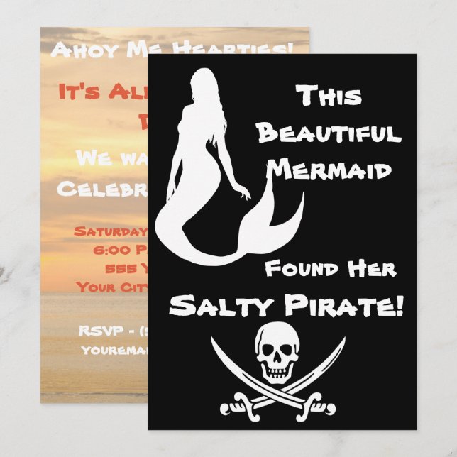Invitation Cette Belle Sirène A Trouvé Son Pirate Salé (Devant / Derrière)