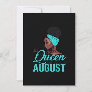 Invitation Cette Reine Est Née En Août Anniversaire pour Noir