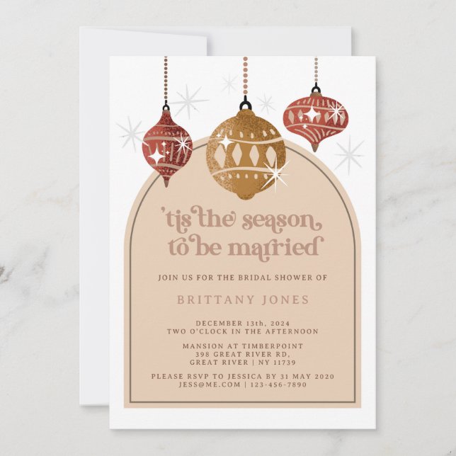 Invitation Cette saison Fête des mariées de Noël rétro (Devant)