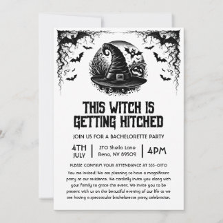 Invitation Cette Sorcière se Marie Enterrement de Vie de Jeun
